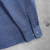 1990's イヴ・サンローラン カサンドラロゴ YSLロゴ ワンポイント刺繍 チェック柄 長袖シャツ ブルー Lサイズ デッドストック - NEWSED