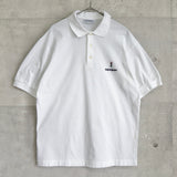 1990's イヴ・サンローラン カサンドラロゴ YSLロゴ ワンポイント刺繍 半袖ポロシャツ ホワイト L〜XL相当 - NEWSED