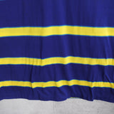 1990's イヴ・サンローラン カサンドラロゴ YSLロゴ ワンポイント刺繍 ボーダー柄 半袖ポロシャツ ブルー×イエロー Mサイズ - NEWSED