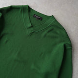 イヴ サンローラン 1990's ヴィンテージ YSLロゴ Vネック 切りっぱなし ニット グリーン - NEWSED