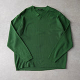イヴ サンローラン 1990's ヴィンテージ YSLロゴ Vネック 切りっぱなし ニット グリーン - NEWSED
