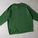 イヴ サンローラン 1990's ヴィンテージ YSLロゴ Vネック 切りっぱなし ニット グリーン - NEWSED