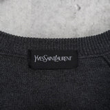 イヴ サンローラン 1990's ヴィンテージ YSLロゴ Vネック ニット チャコールグレー - NEWSED