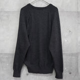 イヴ サンローラン 1990's ヴィンテージ YSLロゴ Vネック ニット チャコールグレー - NEWSED