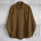 イヴ・サンローラン 1990's カサンドラロゴ YSLロゴ チェック柄 長袖シャツ キャメル XL相当 - NEWSED
