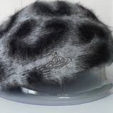 ヴィヴィアン ウエストウッド オーブ ヒョウ柄 アンゴラ モヘア ベレー帽 グレー