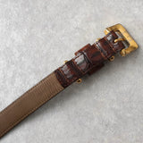 ロエベ アナグラム クロコ レザー ベルト ブラウン レディース