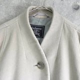 バーバリー ヴィンテージ ウール ノーカラーコート ライトグレー レディース