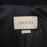 グッチ ホースビット ゴールドボタン マオカラー ウール ロングコート レディース ブラック