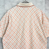 イヴサンローラン ヴィンテージ チェック柄 YSLロゴ 刺繍 ポロシャツ アイボリー