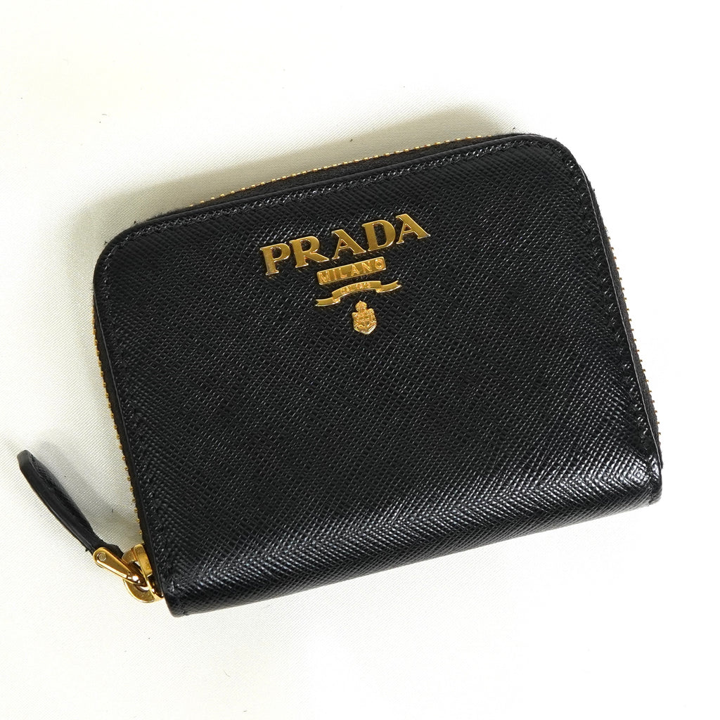 プラダ ロゴ サフィアーノ レザー コインケース ブラック