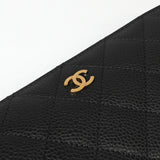 シャネル 2番台 ココマーク マトラッセ キャビアスキン ラウンドファスナー 長財布 ブラック - NEWSED