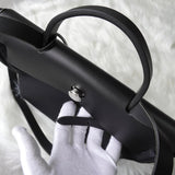 エルメス 2003年製 エールバッグPM レザー × トワルオフィシエ / トワルアッシュ □G刻 2way ハンドバッグ ショルダーバッグ ブラック / ベージュ - NEWSED