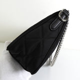 プラダ キルティング トライアングルロゴ テスート ナイロン 2way ショルダーバッグ チェーン ハンドバッグ ブラック