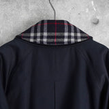 バーバリー ヴィンテージ ノバチェック襟 ウールライナー付き ステンカラーコート ネイビー メンズ
