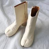 メゾンマルジェラ 22 タビブーツ ショートブーツ レディース ナッパレザー アイボリー 6cmヒール サイズ37 - NEWSED