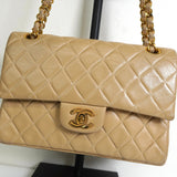 シャネル ココマーク マトラッセ23 ターンロック ラムスキン ダブルフラップ チェーン 2way ショルダーバッグ ベージュ 1番台6桁 - NEWSED