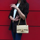 シャネル ココマーク マトラッセ23 ターンロック ラムスキン ダブルフラップ チェーン 2way ショルダーバッグ ベージュ 1番台6桁 - NEWSED