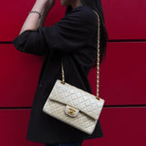 シャネル ココマーク マトラッセ23 ターンロック ラムスキン ダブルフラップ チェーン 2way ショルダーバッグ ベージュ 1番台6桁 - NEWSED