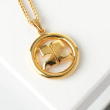 クレージュ ヴィンテージ ラウンド ロゴ ネックレス GP ゴールド