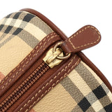 バーバリー ノバチェック PVC / レザー ミニボストンバッグ ハンドバッグ ベージュ レディース