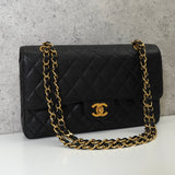 シャネル ターンロック マトラッセ25 キャビアスキン ダブルフラップ チェーンショルダーバッグ トートバッグ ブラック ゴールド - NEWSED