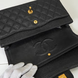 シャネル ターンロック マトラッセ25 キャビアスキン ダブルフラップ チェーンショルダーバッグ トートバッグ ブラック ゴールド - NEWSED