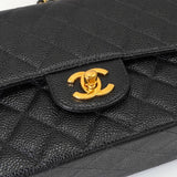シャネル ターンロック マトラッセ25 キャビアスキン ダブルフラップ チェーンショルダーバッグ トートバッグ ブラック ゴールド - NEWSED