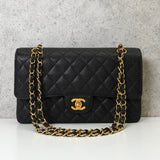 シャネル ターンロック マトラッセ25 キャビアスキン ダブルフラップ チェーンショルダーバッグ トートバッグ ブラック ゴールド - NEWSED