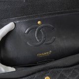 シャネル ターンロック マトラッセ25 キャビアスキン ダブルフラップ チェーンショルダーバッグ トートバッグ ブラック ゴールド - NEWSED