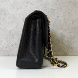 シャネル ターンロック マトラッセ25 キャビアスキン ダブルフラップ チェーンショルダーバッグ トートバッグ ブラック ゴールド - NEWSED