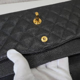 シャネル ターンロック マトラッセ25 キャビアスキン ダブルフラップ チェーンショルダーバッグ トートバッグ ブラック ゴールド - NEWSED