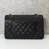 シャネル ターンロック マトラッセ25 キャビアスキン ダブルフラップ チェーンショルダーバッグ トートバッグ ブラック ゴールド - NEWSED