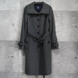 バーバリー リアル フォックスファー カシミヤ ウール ロゴボタン ファーコート ウールコート グレー レディース