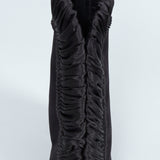 シャネル 25AW ギャザーサテン ココマーク アンクルブーツ ブラック 37 1/2C / 24.0〜24.5cm 未使用品 - NEWSED