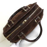 ロエベ アマソナ28 スエード / クロコ ハンドバッグ ブラウン