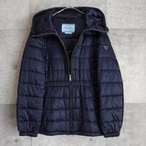 プラダ トライアングルロゴ フーデッド ダウンコート ダウンジャケット ネイビーパープル レディース