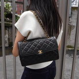 シャネル パリ限定 ココマーク ターンロック マトラッセ ラムスキン ダブルフラップ チェーンショルダーバッグ ブラック 2番台7桁 - NEWSED