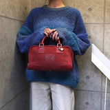 ロエベ アマソナ28 スエード レザー ハンドバッグ レッド レディース - NEWSED