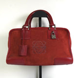 ロエベ アマソナ28 スエード レザー ハンドバッグ レッド レディース - NEWSED