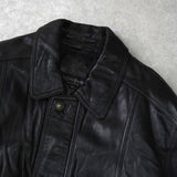 イヴ サンローラン ヴィンテージ エンボス YSLロゴ レザージャケット レザーブルゾン ブラック