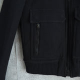 ディオール オム エディ期 異素材切り替え 中綿 キルティング ウール ブルゾン ニットジャケット ブラック