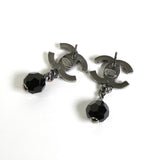 シャネル ココマーク ラインストーン スイングストーン ピアス ガンメタル レディース