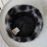 ヴィヴィアン ウエストウッド オーブ ヒョウ柄 アンゴラ モヘア ベレー帽 グレー