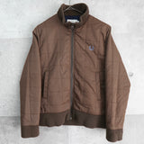 フレッドペリー ロゴ 刺繍 ニット切り替え キルティングジャケット 中綿ブルゾン ブラウン