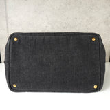 プラダ カナパ デニム 2way ハンドバッグ ショルダーバッグ グレー