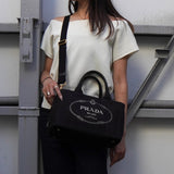 プラダ カナパ キャンバス 2way ハンドバッグ ショルダーバッグ ブラック