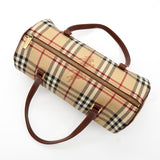 バーバリー ノバチェック PVC / レザー ドラムバッグ ハンドバッグ ベージュ レディース