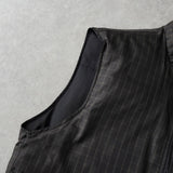 イヴ サンローラン ヴィンテージ リバーシブル YSLロゴ 刺繍 チェック柄 中綿ベスト ブラック / グレー