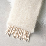 ロエベ アナグラム レザーパッチ モヘア マフラー ホワイト